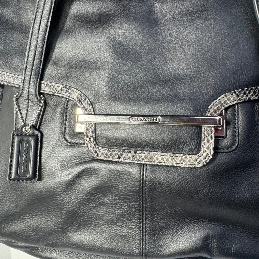 Coach Taylor Marin‎ Satchel Black Leather Snakeskin Tote Bag #A1176-F23301 NWT